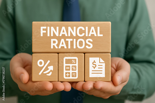 Financial Ratio Analysis Business Investment concept. Ratios financial profit and marketing liquidity taking into account solvency