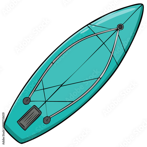 Vibrant Teal Stand Up Paddleboard Illustration for Water Sports and Outdoor Activities