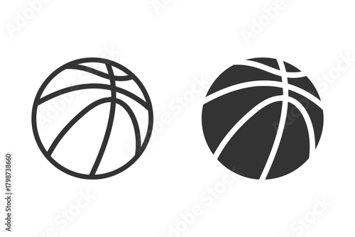 basketball, ball, sport, game, sports, recreation, equipment, icon, symbol, outline, silhouette, graphic, design, black and white, simple, clean, illustration, comparison, two options, flat design, ro