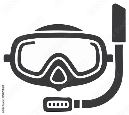 Stylized icon of a diving mask and snorkel for underwater exploration and water sports