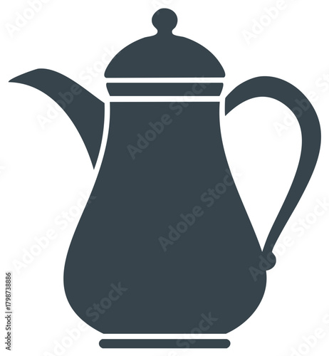 Traditional elegant stylized coffee pot vector icon illustration