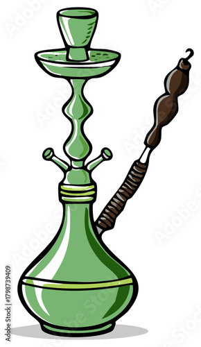 Stylish Hookah with Traditional Design and Curved Hose for Relaxing Smoke Sessions