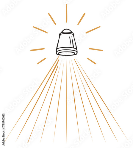 Espresso capsule emits aroma lines and sunbursts of gold color