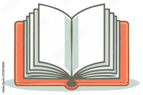 Illustrated Book with Open Pages for Reading Storytelling and Education Concepts