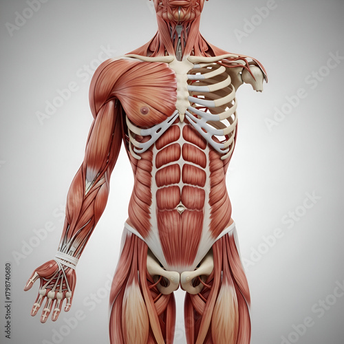 Human Body Anatomy Showing Muscles and Skeletal Structure