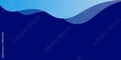 Flowing dark blue curve shape with soft gradient vector abstract background, relaxing and tranquil art, can illustrate health medical or sound of music.