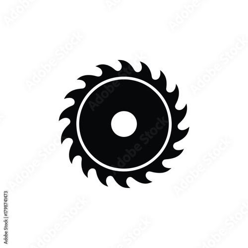 Black silhouette of a circular saw blade with jagged teeth