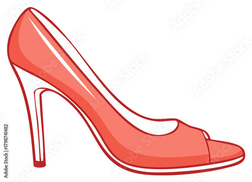 Elegant red stiletto peep toe high heel shoe vector illustration