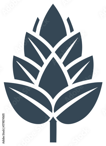 Stylized hop cone icon for brewing and craft beer design Simple graphic plant symbol for a brewery or ale