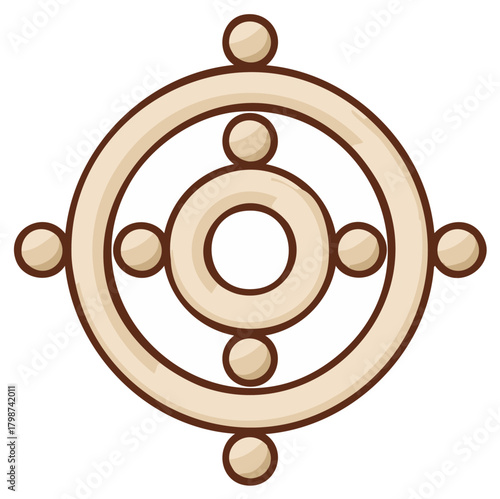 Beige geometric circular symbol abstract illustration spiritual ancient design element