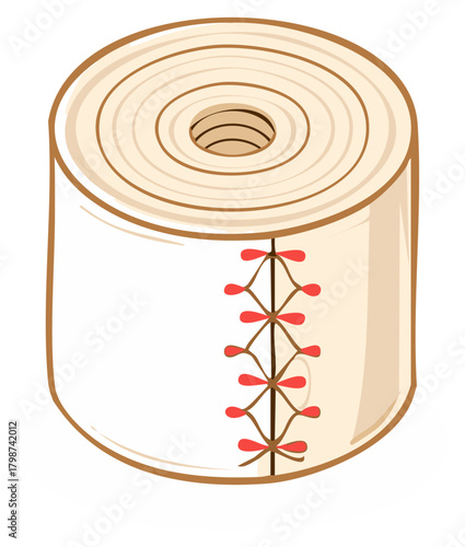 Cartoon Roll of Elastic Bandage with Lacing for Injuries or Sports Medicine
