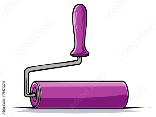 Vibrant purple paint roller illustration for home improvement and creative renovation projects