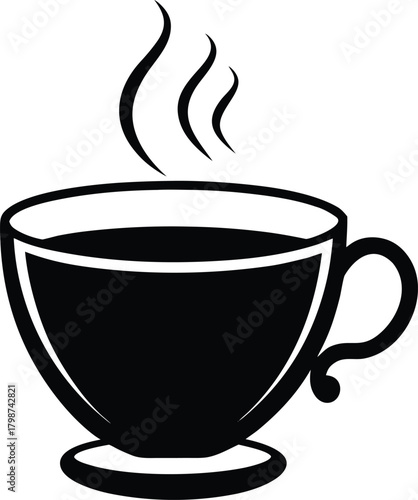 a transparent glass teacup with green tea and ste.eps