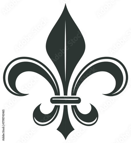Elegant Fleur de lis vector icon, a classic heraldic symbol of French royalty and nobility