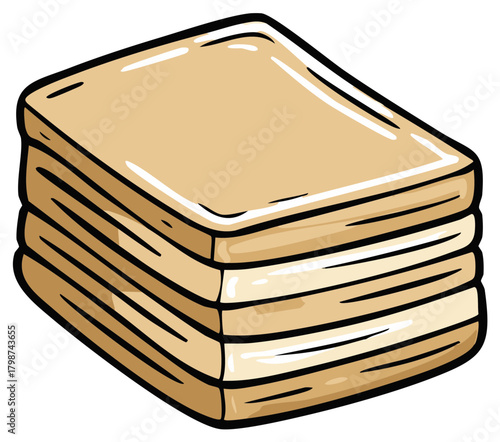 Stack of freshly baked bread slices with a slight sheen perfect for breakfast or sandwiches