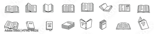 book, books, reading, literature, library, education, knowledge, study, open book, closed book, stack of books, pages, cover, hand-drawn, sketch, doodle, outline, icon, set, collection, isolated, whit