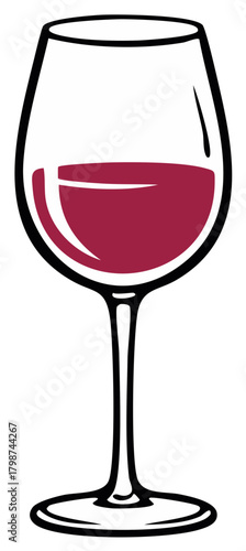 Elegant wine glass filled with rich red wine in a stylish illustration for celebrations and fine dining experiences