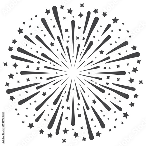 Celebration burst radiating stars and stripes emanating from center for holiday event