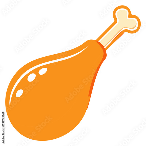 Stylized Fried Chicken Leg Illustration Clip Art with Bone Cartoon Style