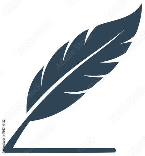 Stylized drawing of a feather with a pen nib graphic