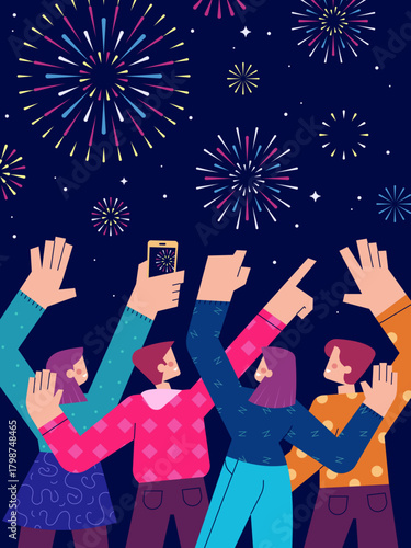 Friends Raising Phones – Fireworks
