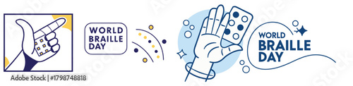 Braille Day Celebration: An array of designs, each unique in style, come together to honor World Braille Day. These visual assets reflect accessibility and literacy for those with visual impairments.