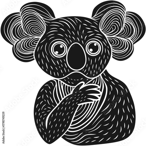 Stylized koala illustration featuring unique line art and texture