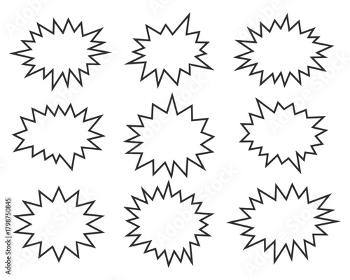 speech bubble, starburst, outline, black, empty, blank, comic, explosion, burst, shape, graphic, design, element, isolated, white background, text, message, dialogue, communication, thought, idea, con