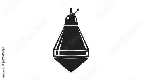 Retro spaceship silhouette for sci-fi designs, perfect for vintage space themes and futuristic concepts, an icon for intergalactic travel and retro rocket adventures, inspiring imagination