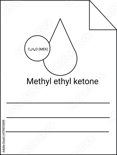 MEK molecule sketch circle  drop w name  formula on a white page