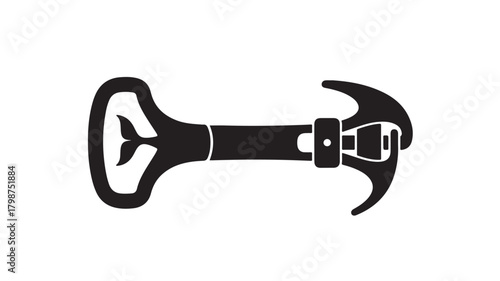 Intriguing black and white silhouette of an abstract tool, perfect for design, architecture, or engineering concepts, offering a sleek, modern, and memorable graphic element