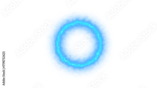 Electric plasma portal ring on transparent.