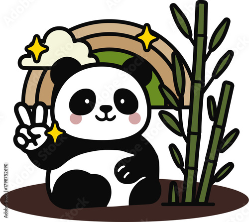 panda and bamboo illustration