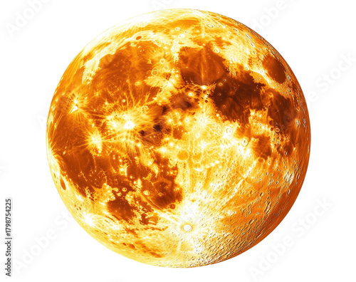 Textured, golden full moon on a black background