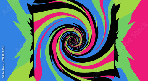 Hypnotic Swirl Background Vector Illustration in Retro Colors: A Psychedelic Design Element with Motion Effect for Creative Projects