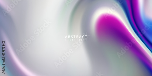 Vibrant fluid wave design with luminous turquoise and pink tones flowing through a light, airy, silver-gray abstract space.