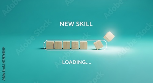 Loading bar with blocks, indicating the process of acquiring a new skill for personal development