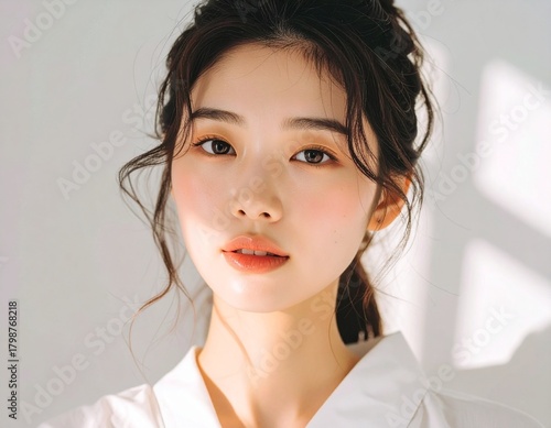清潔感のある美容系の若い女性　A clean, beautiful young woman