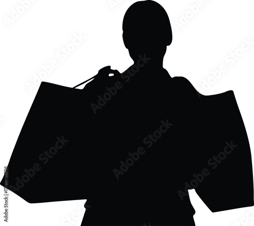 Anonymous Shopper Silhouette with Multiple Bags