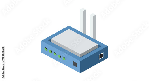 Modern isometric wifi router connecting your digital world, perfect for tech blogs, network solutions, or innovative technology companies. Seamless connection
