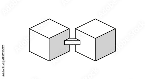 Interconnected cubes symbolize unity and connection, perfect for illustrating business relationships, network solutions, or collaboration, originally scalable vector graphics
