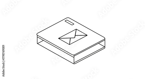 Modern isometric icon of inbox for email communication, symbolizing connection, correspondence, and digital messages, conveying professional communication