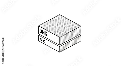 Sleek DNS Server Illustration for Modern Tech Infrastructure Projects, Ideal for Network Solutions and Data Management Branding, Perfect for Tech Startups
