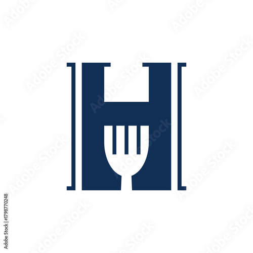 Letter H fork restaurant logo