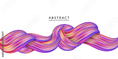 3d Colourful dynamic flow background. Abstract fluid rainbow style. Wavy multicolour  swirl design banner