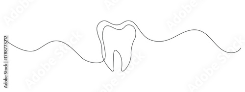 Continuous one line drawing of teeth icon vector. dental health and wellness symbol. vector illustration.