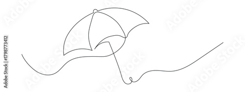 Continuous one line drawing of umbrella icon vector. calming vacation symbol. vector illustration.