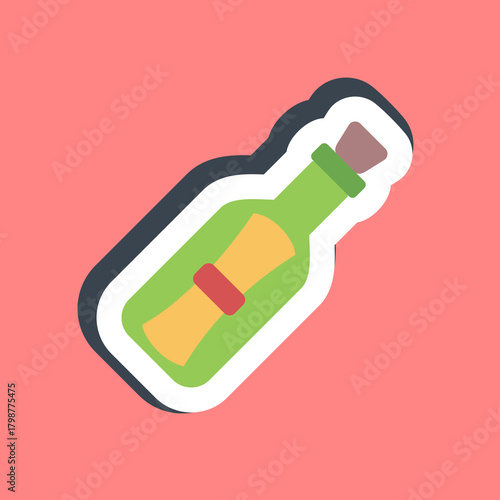 Sticker bottle mail. Pirates theme elements.