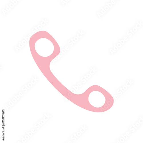 Telephone Receiver Pink Handset Call Communication on Transparent Background
