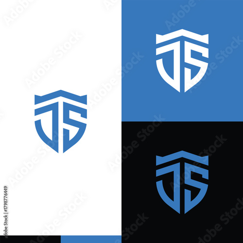 Bold letter JS with shield